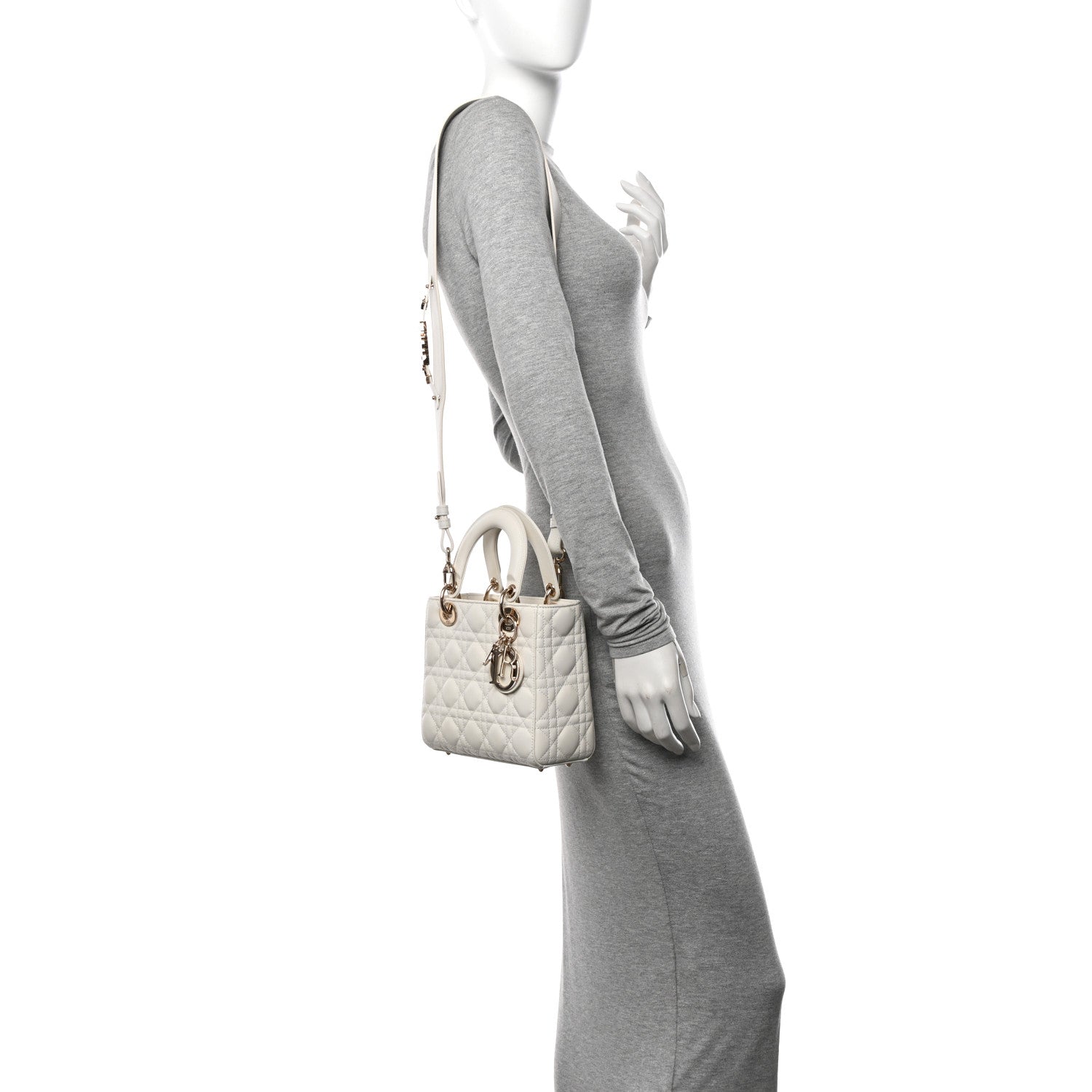Christian Dior Lambskin Cannage Small My ABCDior Lady Dior White 2 of 13