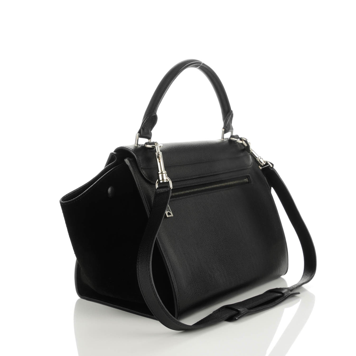 Celine Drummed Calfskin Suede Small Trapeze Black 3 of 8