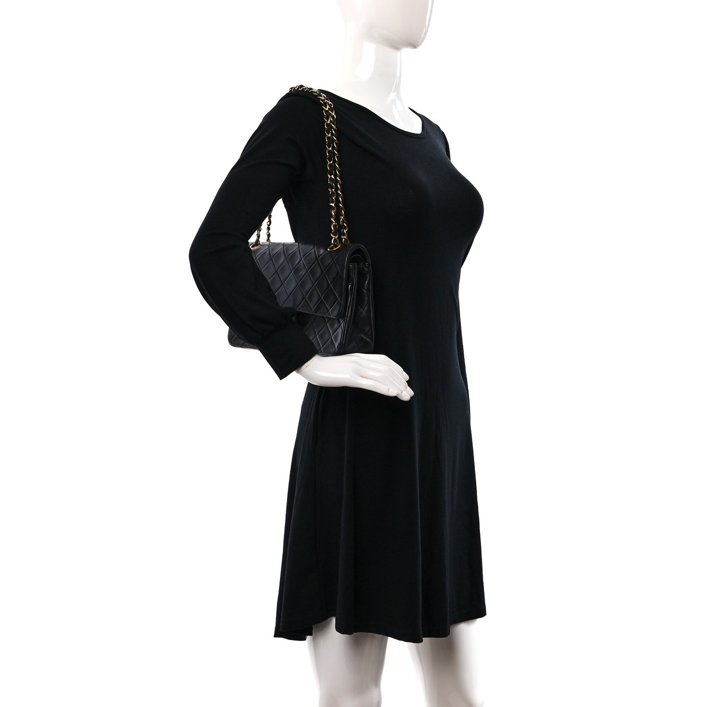 Lambskin Quilted Medium Double Flap Black