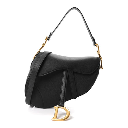 Christian Dior Grained Calfskin Saddle Bag With Strap Black 1 of 11