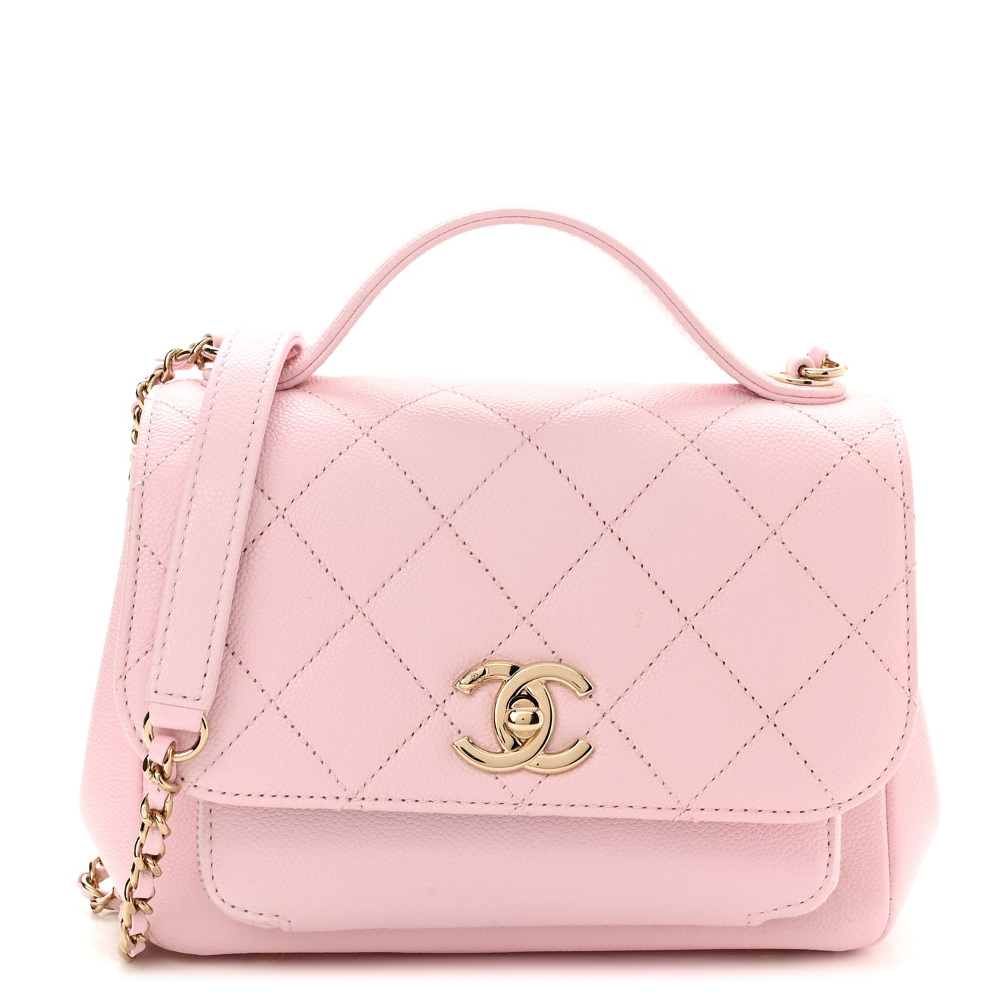 Caviar Quilted Small Business Affinity Flap Light Pink