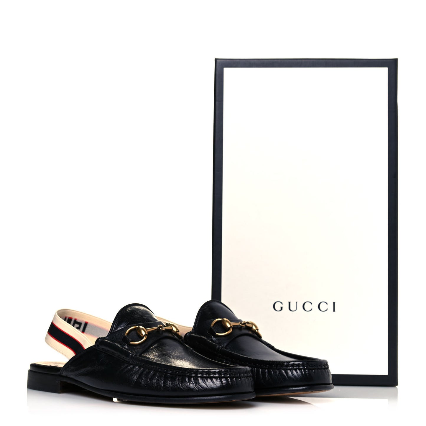 Goatskin Stripe Mens Horsebit Slingback Slippers 7.5 Black