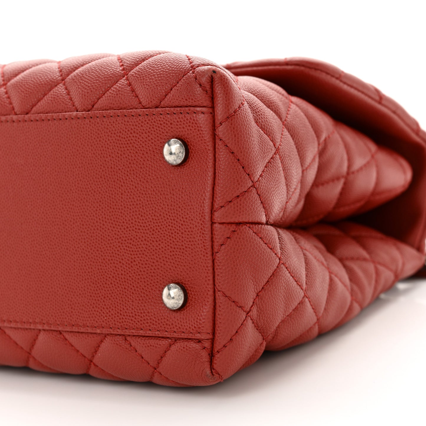 Caviar Quilted Medium Coco Handle Flap Dark Red