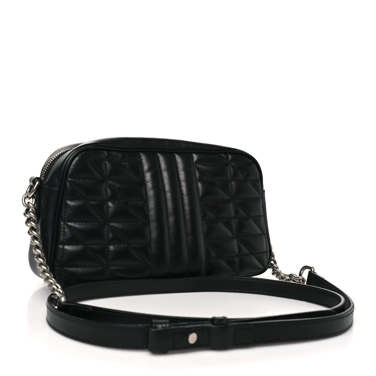 Gucci Calfskin Matelasse Aria Small GG Marmont Chain Shoulder Bag Black 3 of 11