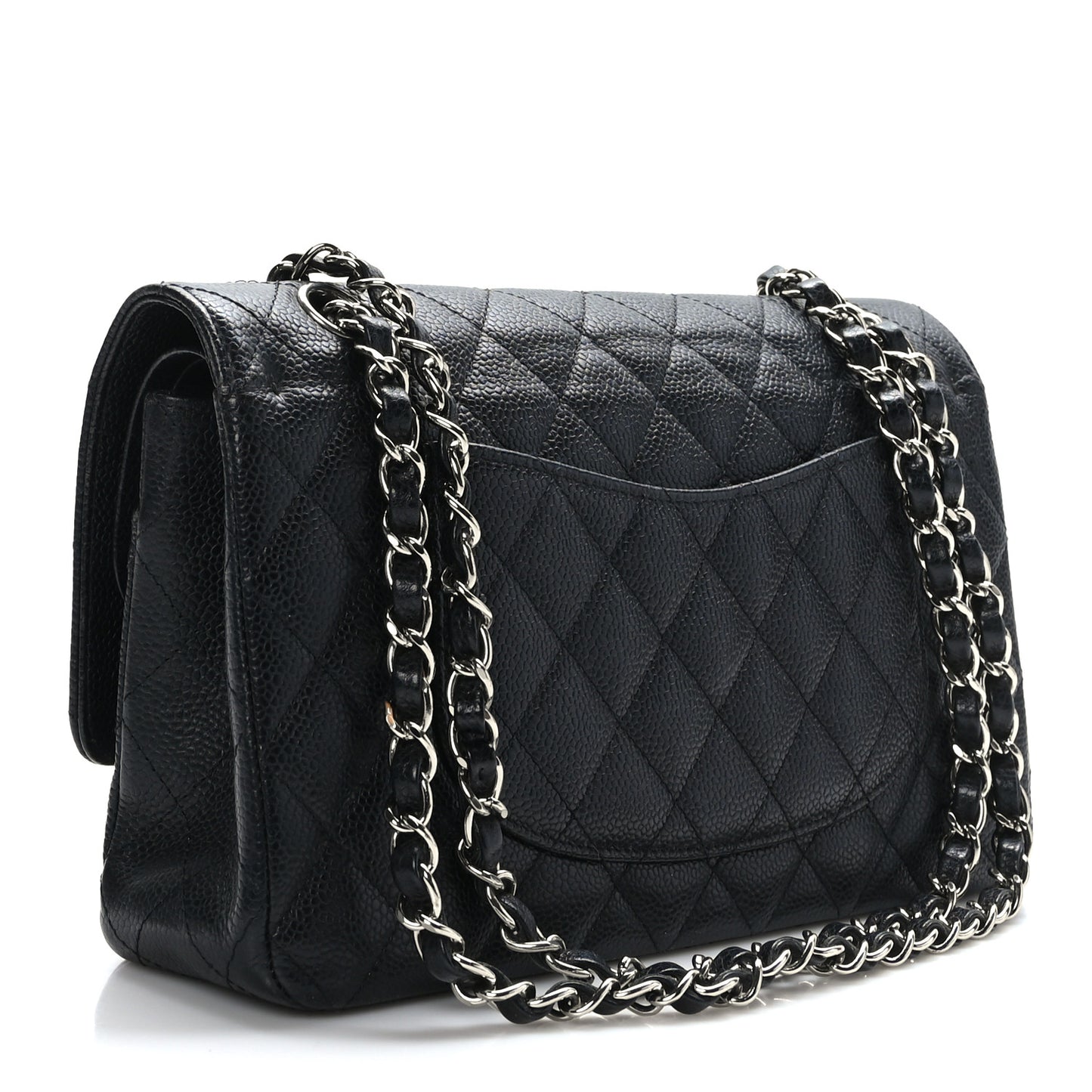 Caviar Quilted Medium Double Flap Black