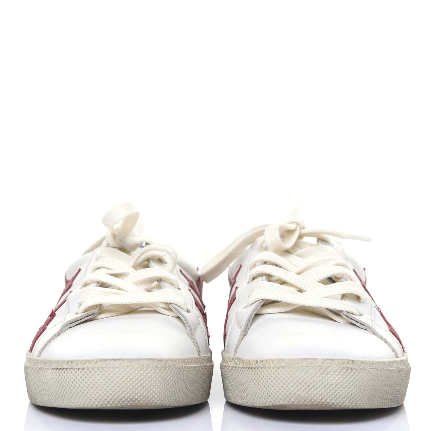 Saint Laurent Calfskin Star Court Sneakers 38.5 White Red 3 of 15