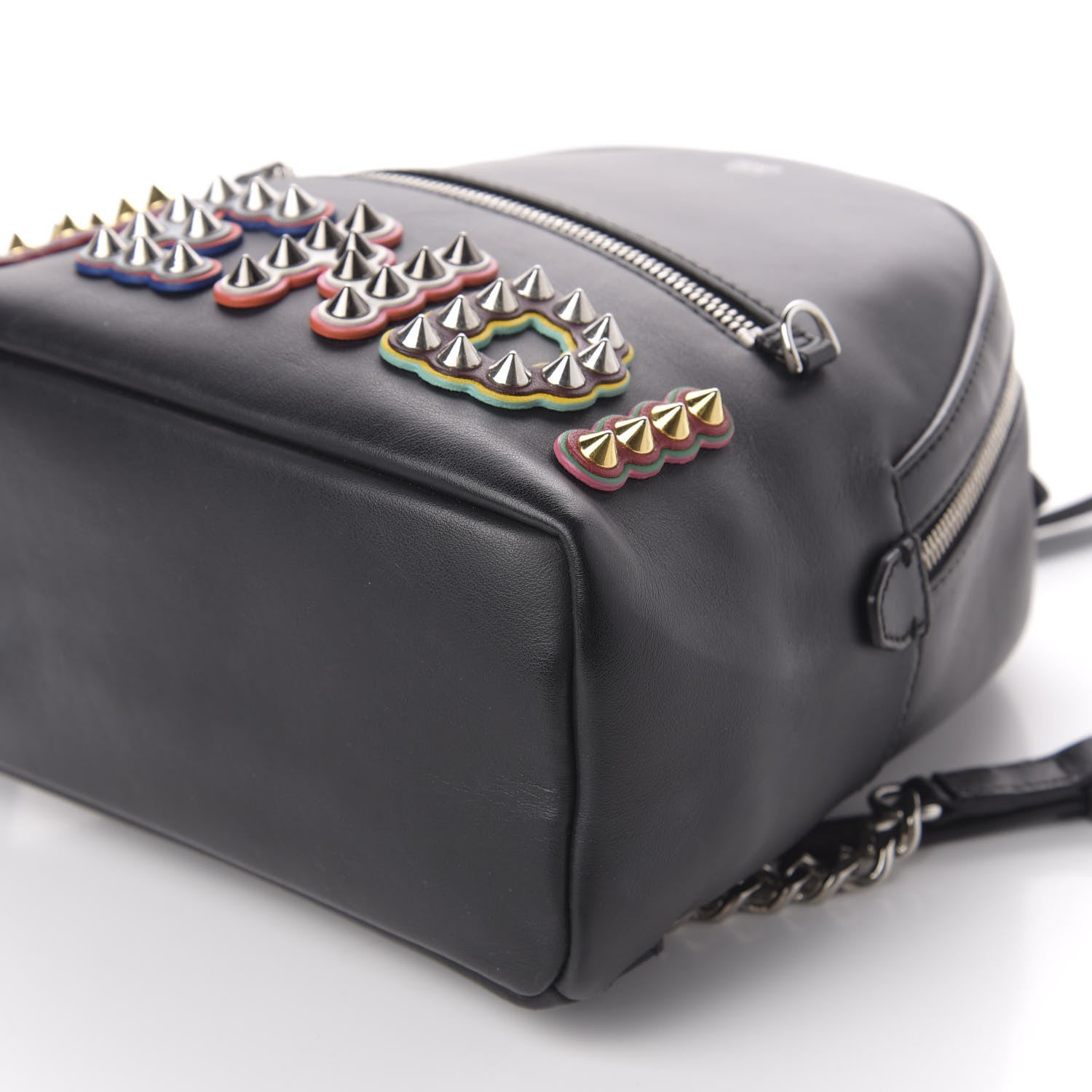 Fendi Vitello Century Fun Fair Metal Studded Mini Backpack Black Multicolor 9 of 10