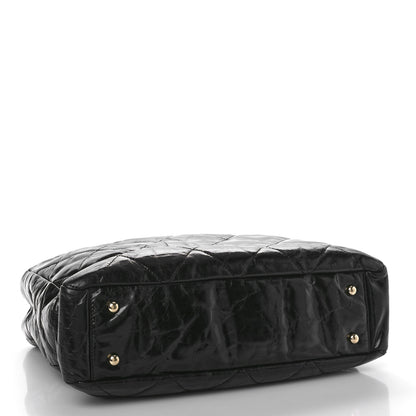 Chanel Glazed Calfskin Quilted Tweed Portobello Tote Black White 4 of 9