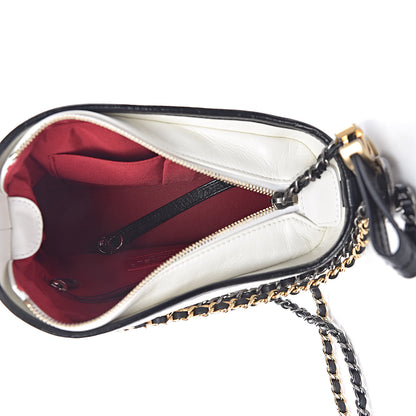 Chanel Aged Calfskin Quilted Small Gabrielle Hobo Black White 5 of 11