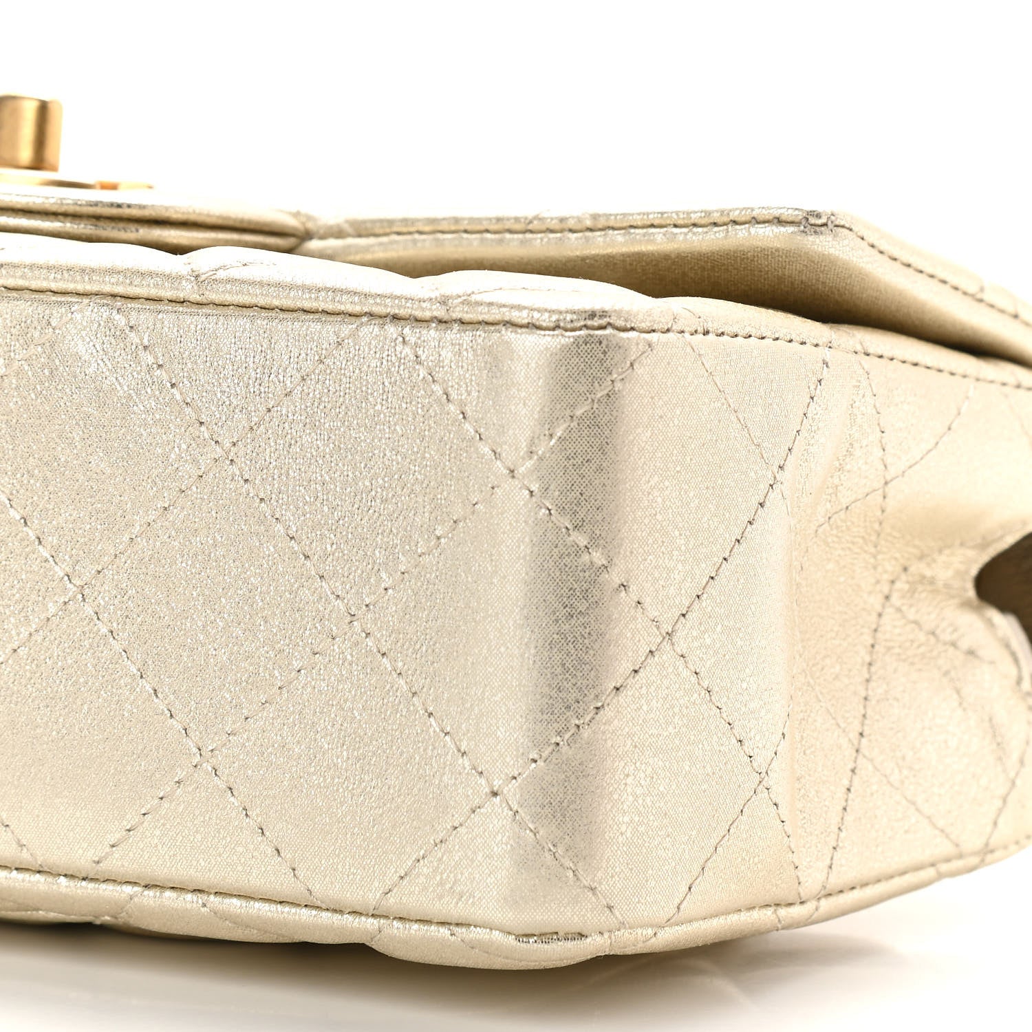 Chanel Metallic Lambskin Quilted Mini Rectangular Flap Gold 9 of 10