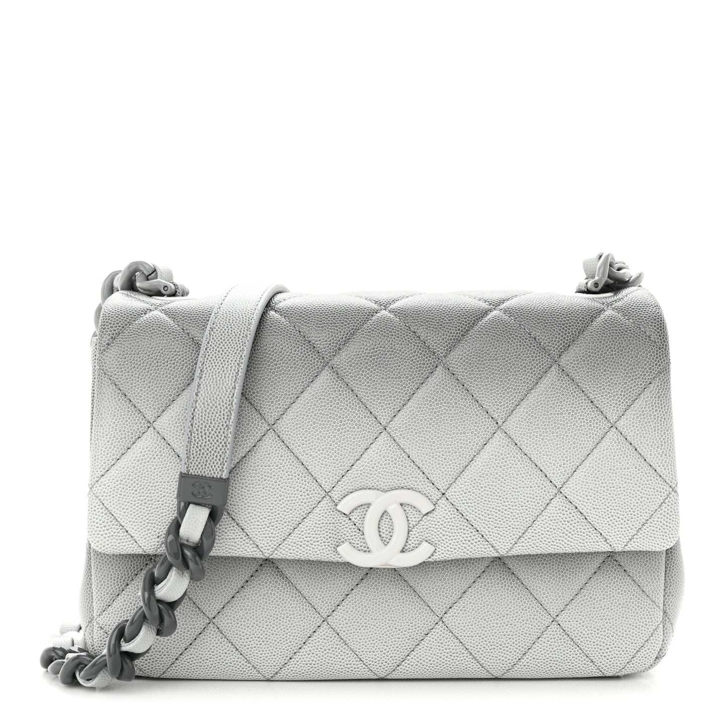 Shaded Caviar Quilted My Everything Flap Dark Grey Light Grey