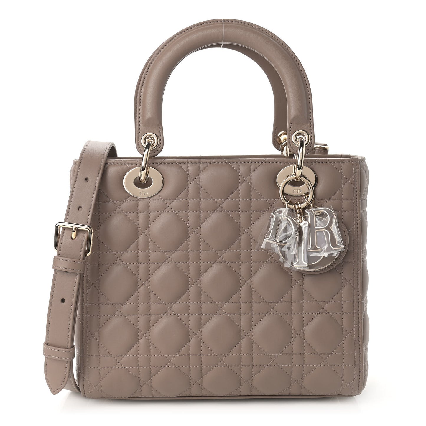 Lambskin Cannage Medium Lady Dior Warm Taupe