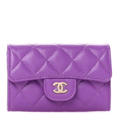Chanel Caviar Quilted Flap Card Holder Wallet Purple 1 of 9