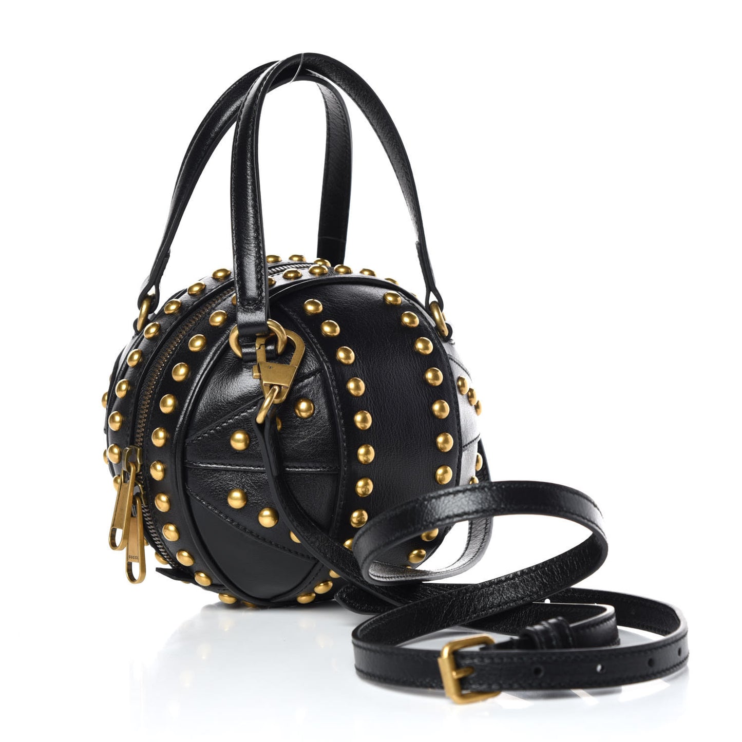 Calfskin Studded Mini Tifosa Baseball Shaped Shoulder Bag Black