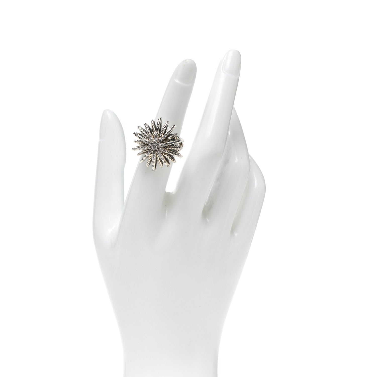 David Yurman Sterling Silver Diamond 25mm Starburst Ring 51 5.75 2 of 5