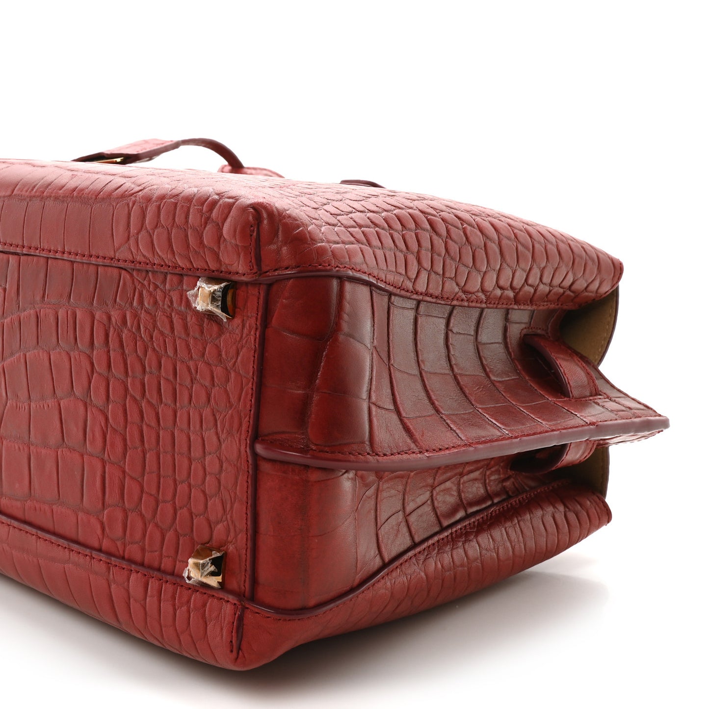 Calfskin Crocodile Embossed Medium Milla Tote Ruby