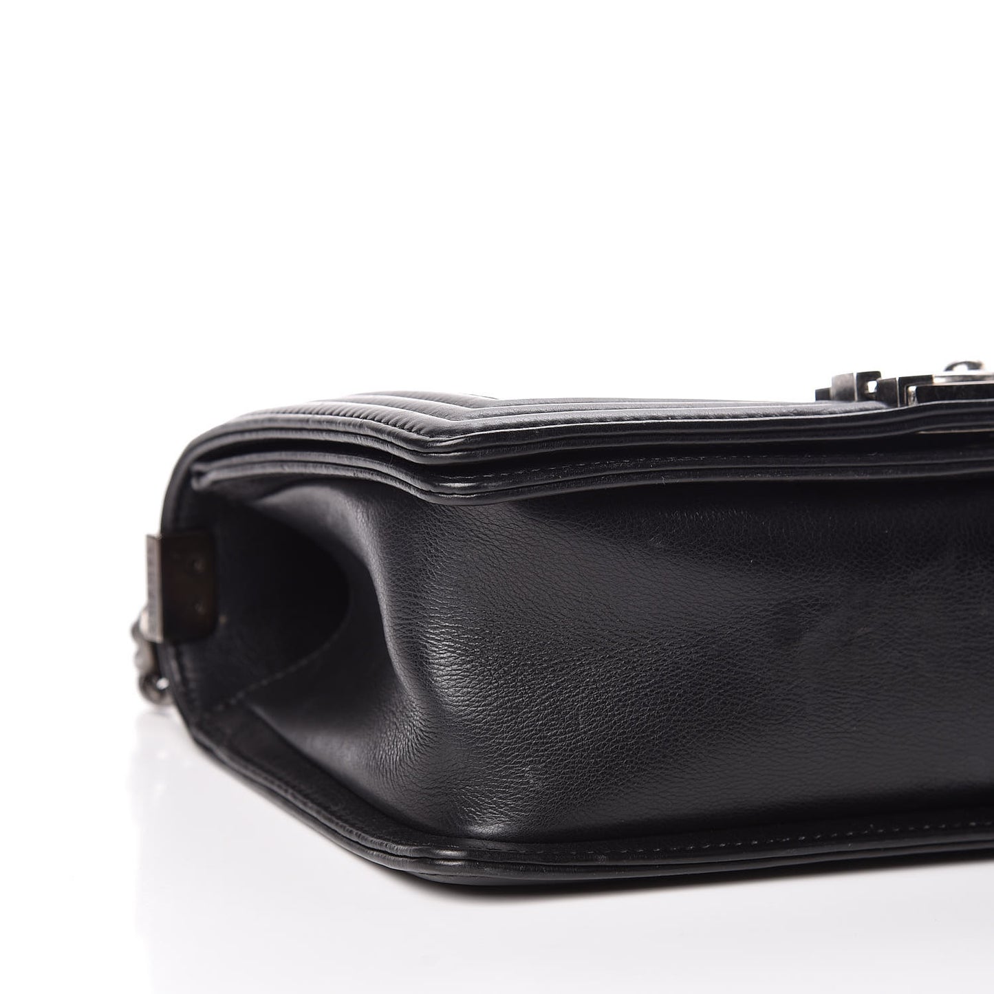 Calfskin Double Stitch Medium Boy Flap Black