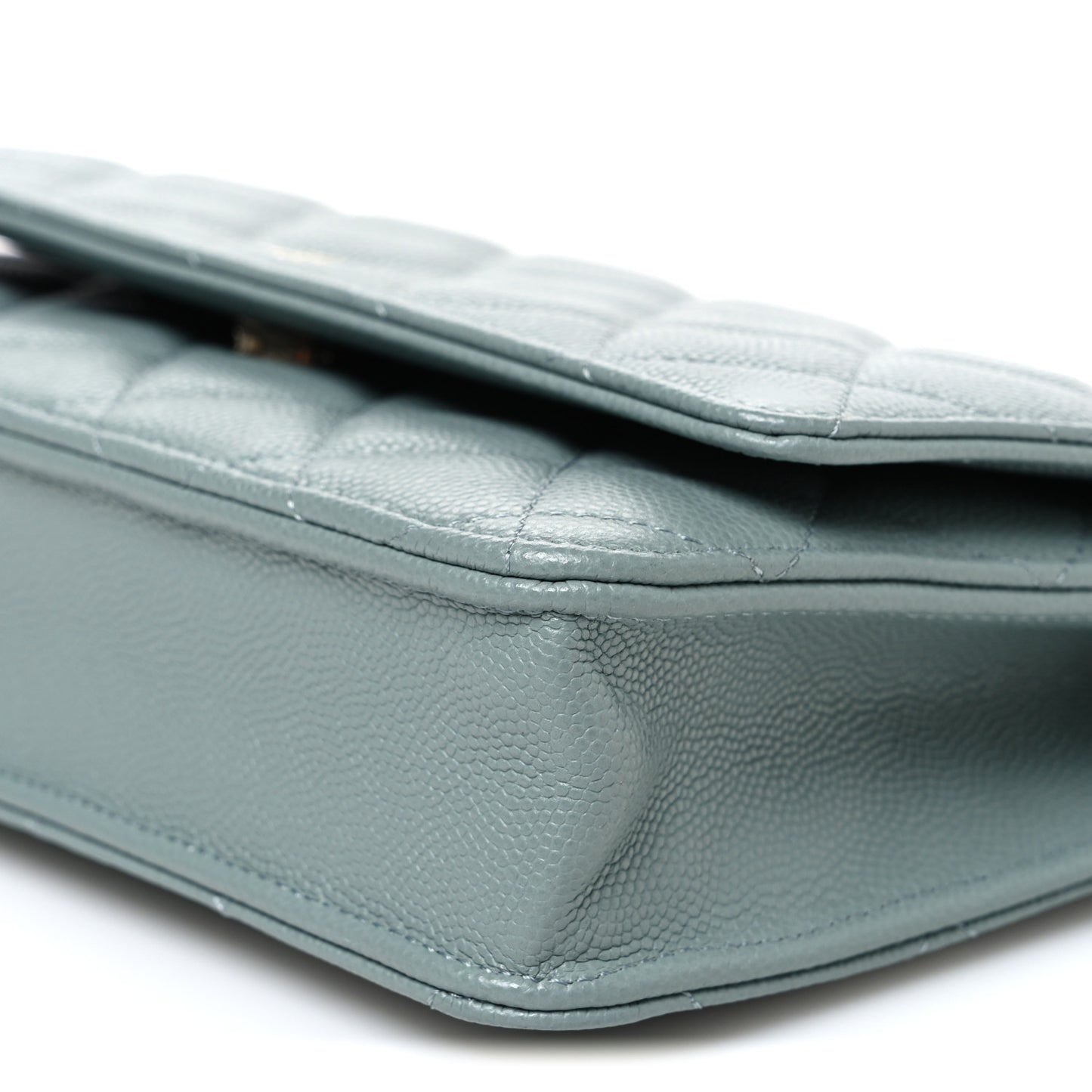 Caviar Quilted Wallet on Chain WOC Grey