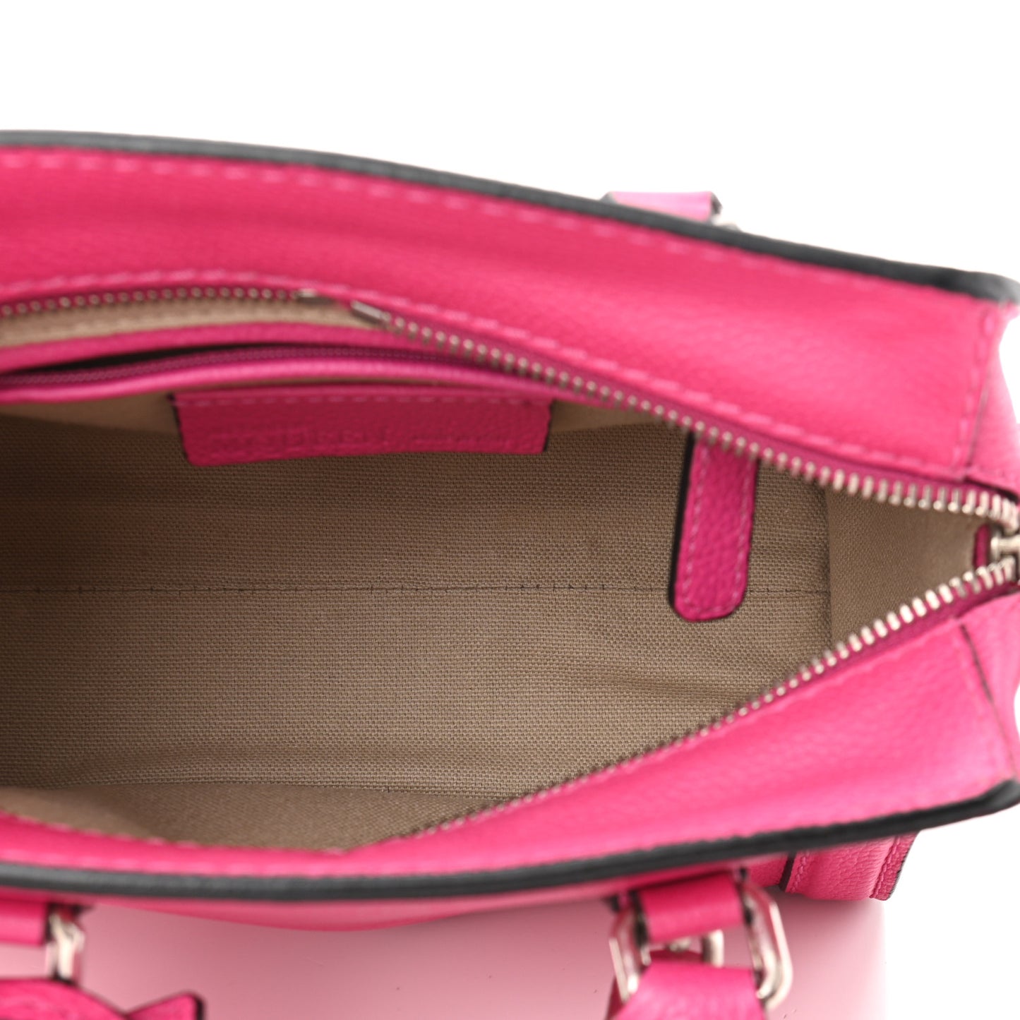 Pebbled Calfskin Mini Skull Padlock Zip Around Tote Bouganville