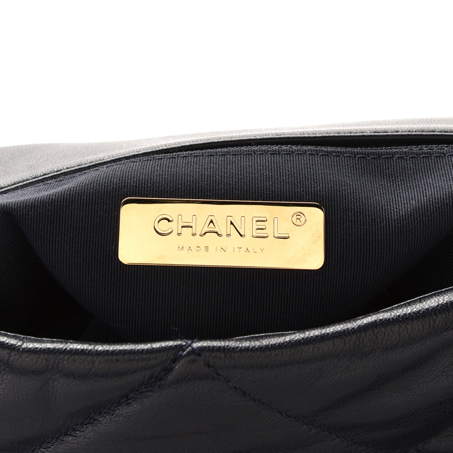 Goatskin Quilted Large Chanel 19 Flap Navy Blue
