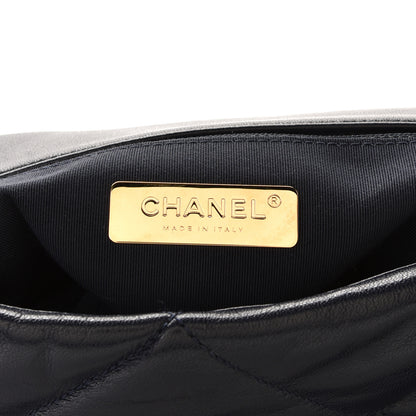 Chanel Goatskin Quilted Large Chanel 19 Flap Navy Blue 8 of 9