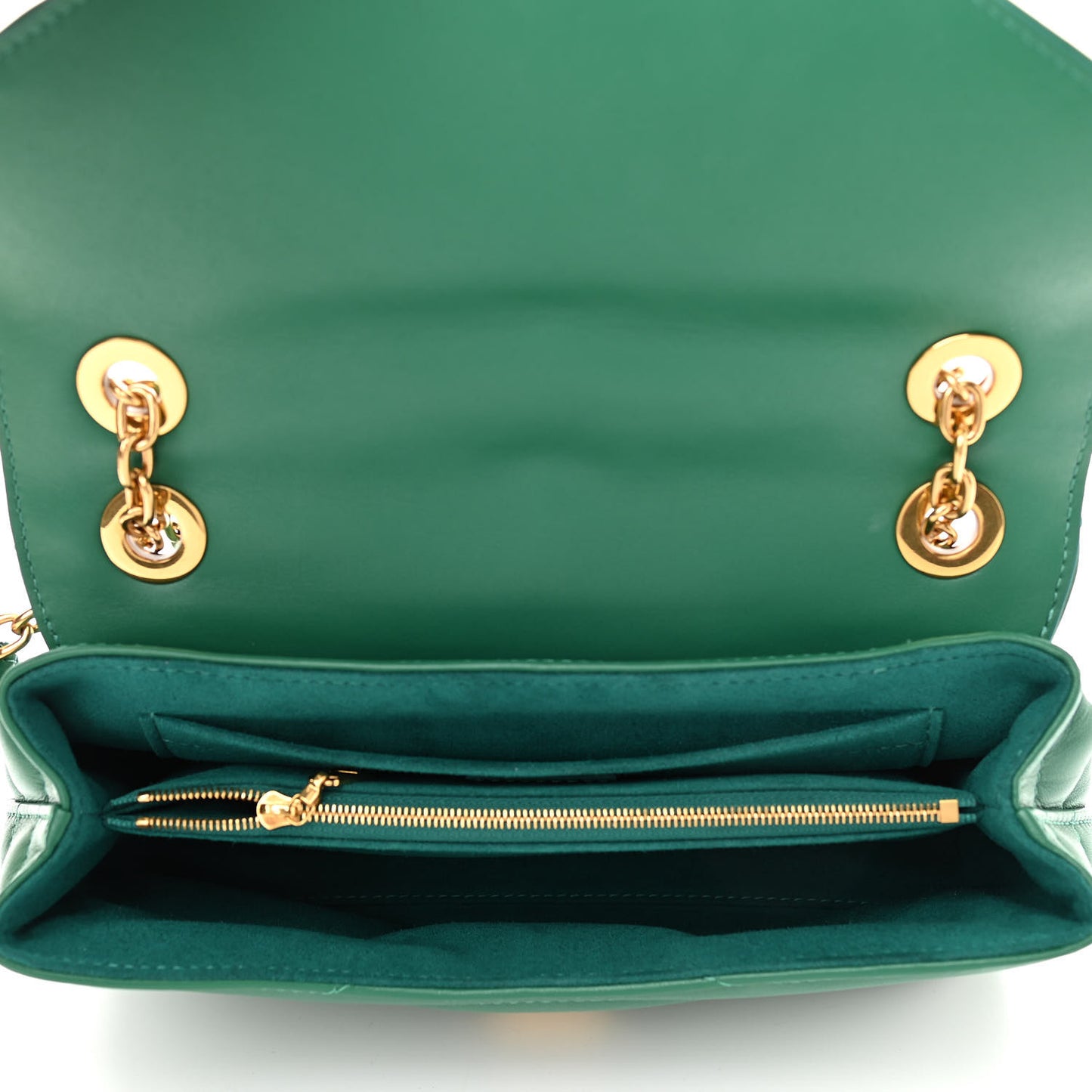 Calfskin New Wave Chain Bag MM NM Emerald