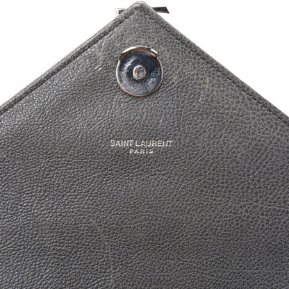 Saint Laurent Sheepskin Matelasse Chevron Monogram Medium College Bag Asphalt 11 of 13