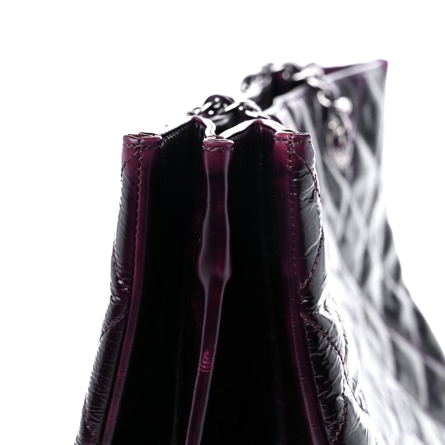 Chanel Distressed Patent Quilted Shopping Tote Purple 16 of 17