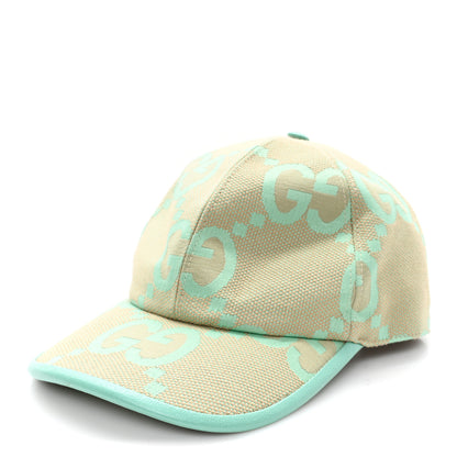 Gucci Monogram Jumbo GG Mosteri Baseball Hat Beige Pepper Mint 1 of 10