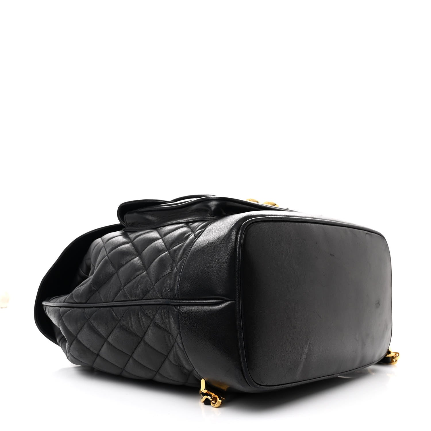 Chanel Lambskin Quilted Drawstring Backpack Black 4 of 13