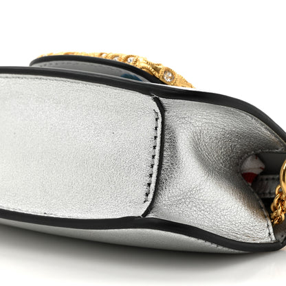 Valentino Garavani Laminated Calfskin Crystal Vlogo Micro Loco Shoulder Bag Silver Crystal 9 of 10