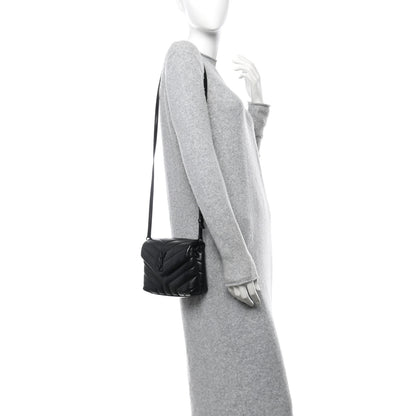 Saint Laurent Calfskin Y Quilted Monogram Monochrome Toy Loulou Crossbody Bag Black 2 of 10