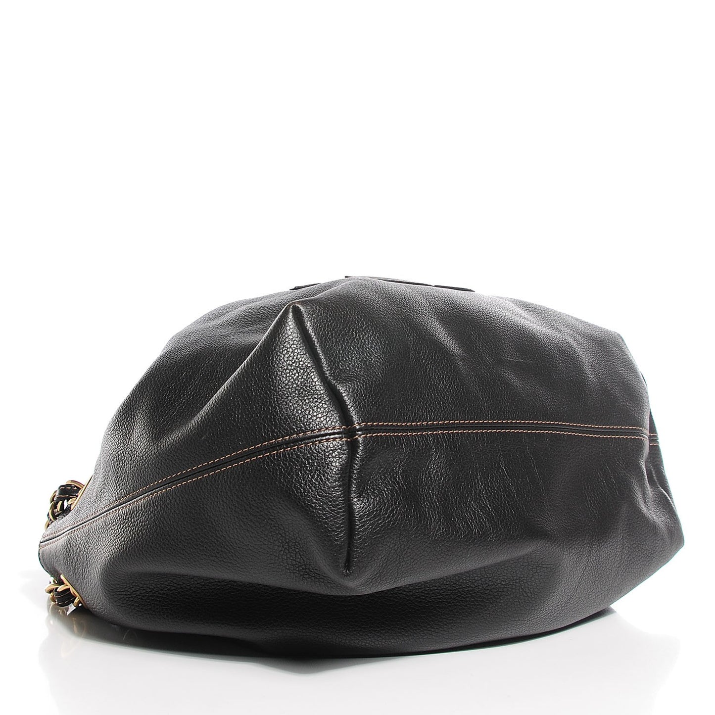 Calfskin CC Drawstring Bucket Bag Black
