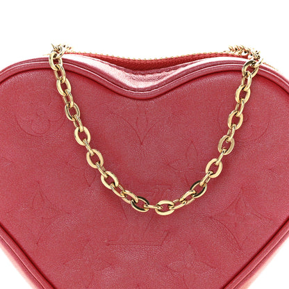 Louis Vuitton Lambskin Embossed Monogram Fall In Love Sac Coeur Heart Chain Bag Lipstick Red 7 of 9