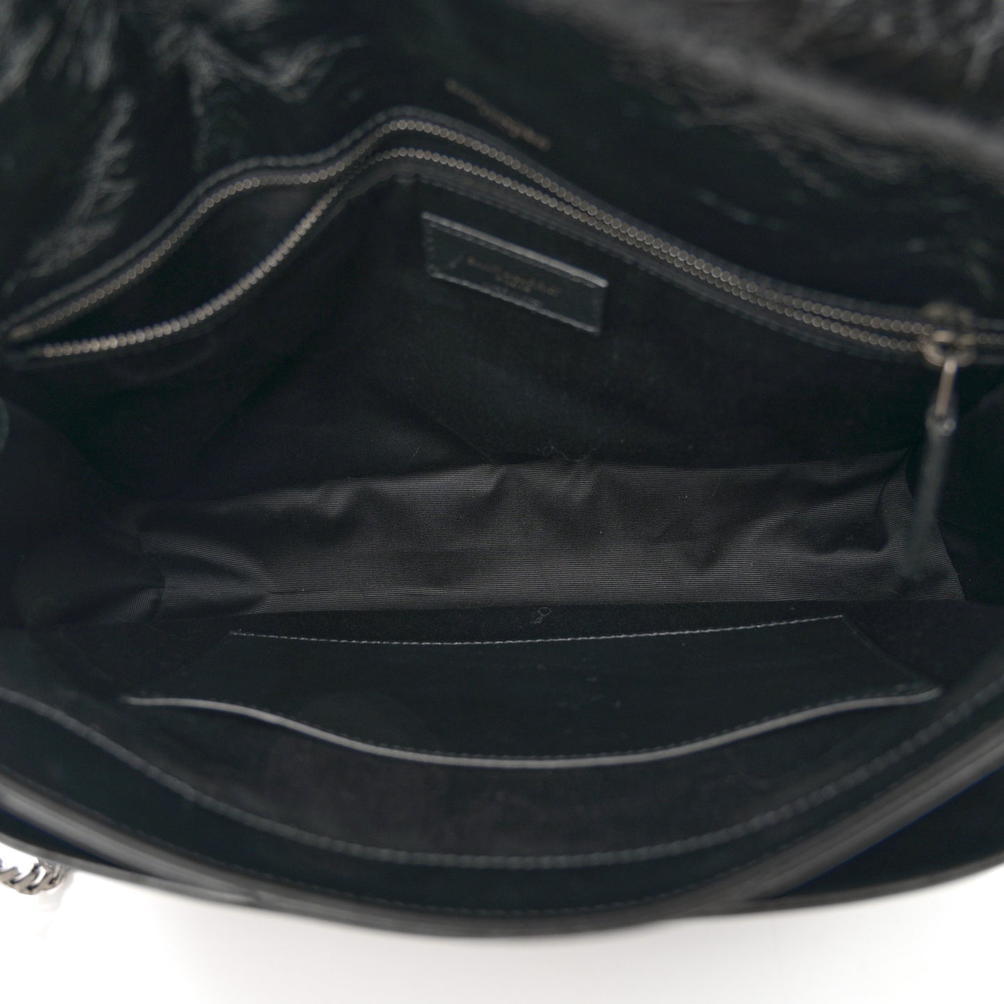 Crinkled Calfskin Matelasse Monogram Large Niki Chain Satchel Black