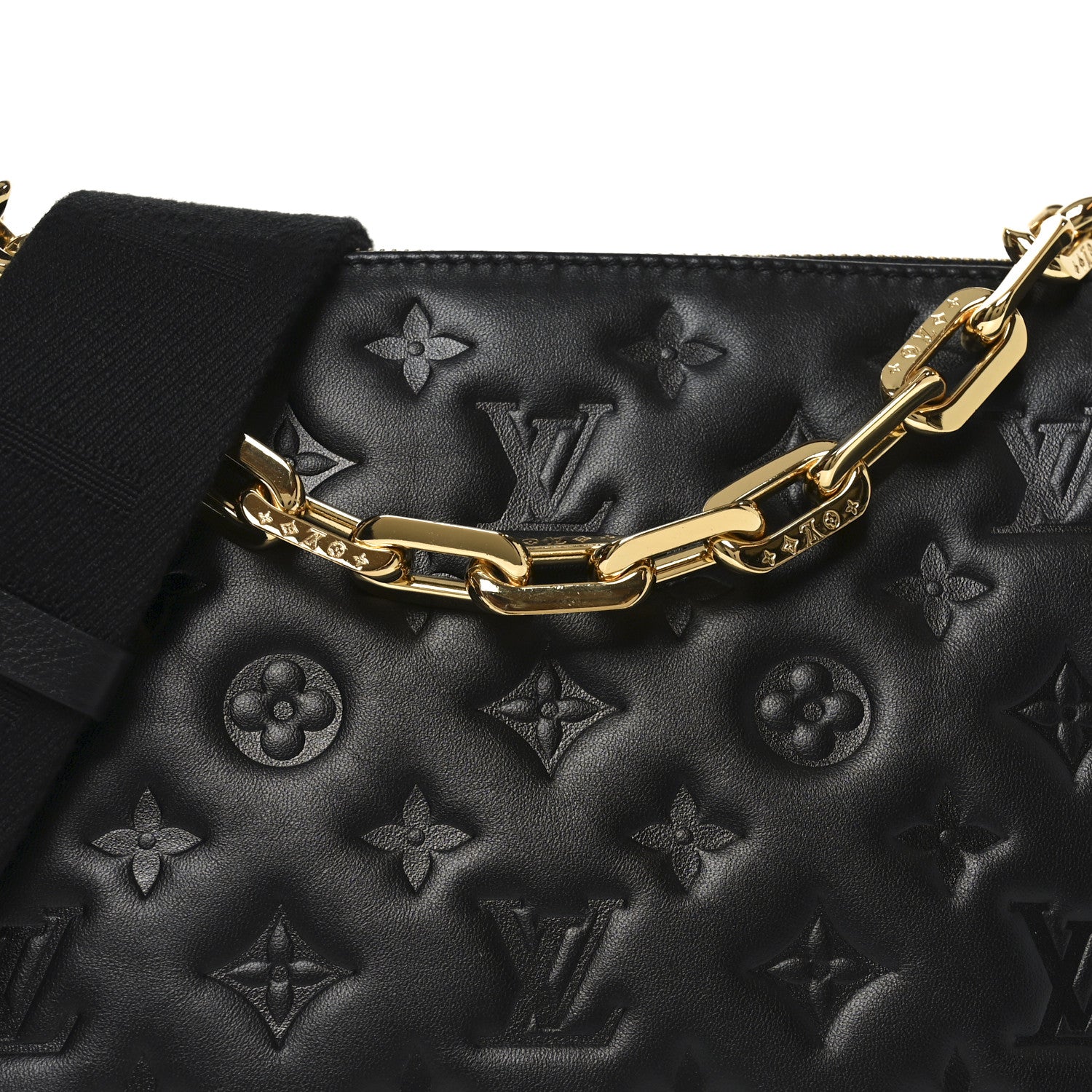 Louis Vuitton Lambskin Embossed Monogram Coussin PM Black 7 of 9