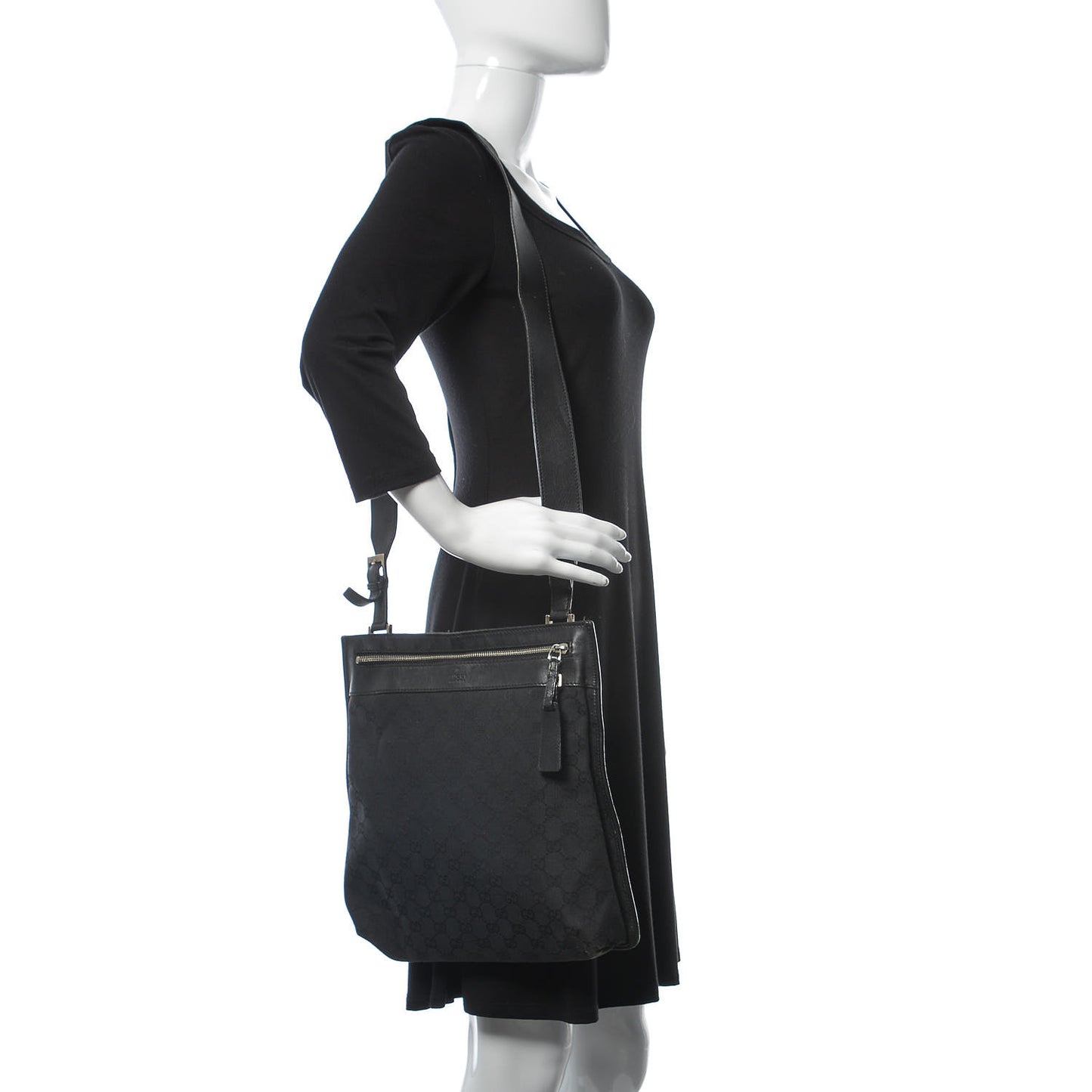 Monogram Flat Messenger Bag Black