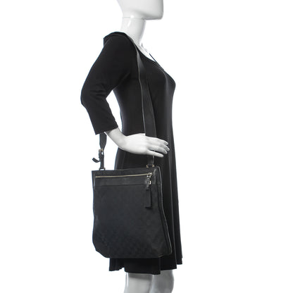 Gucci Monogram Flat Messenger Bag Black 2 of 7