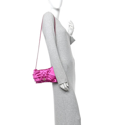 Chanel Satin Tie My Bow Flap Clutch With Chain Dark Pink 2 of 11