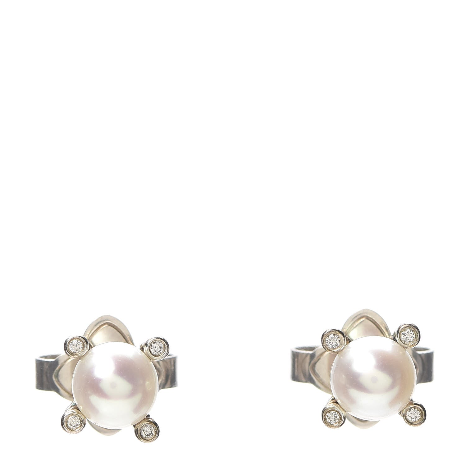 David Yurman Sterling Silver Diamond Pearl 7mm Earrings 1 of 6