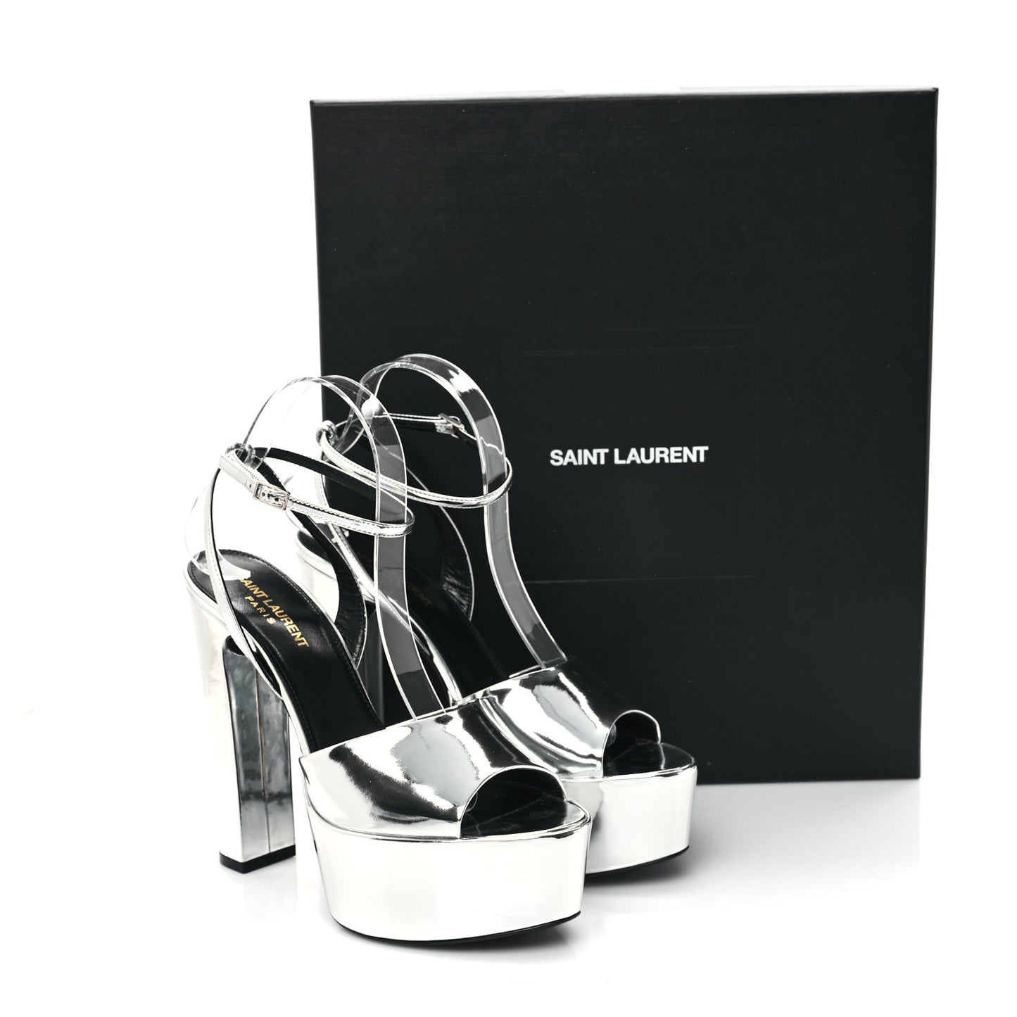 Metallic Patent Jodie 95 Platform Sandals 39 Silver