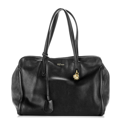 Alexander McQueen Pebbled Calfskin Large Skull Padlock Zip Around Tote Black 1 of 7