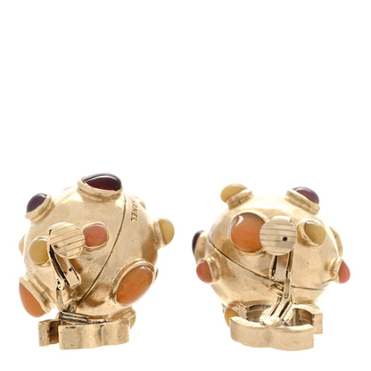 Chanel Metal Resin CC Ball Drop Earrings Multicolor Gold 3 of 4