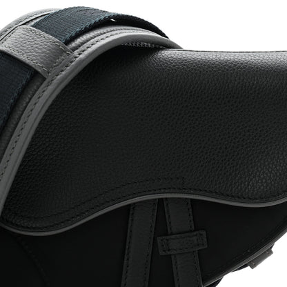 Christian Dior X SACAI Grained Calfskin Technical Fabric Mens Saddle Bag Black 8 of 10