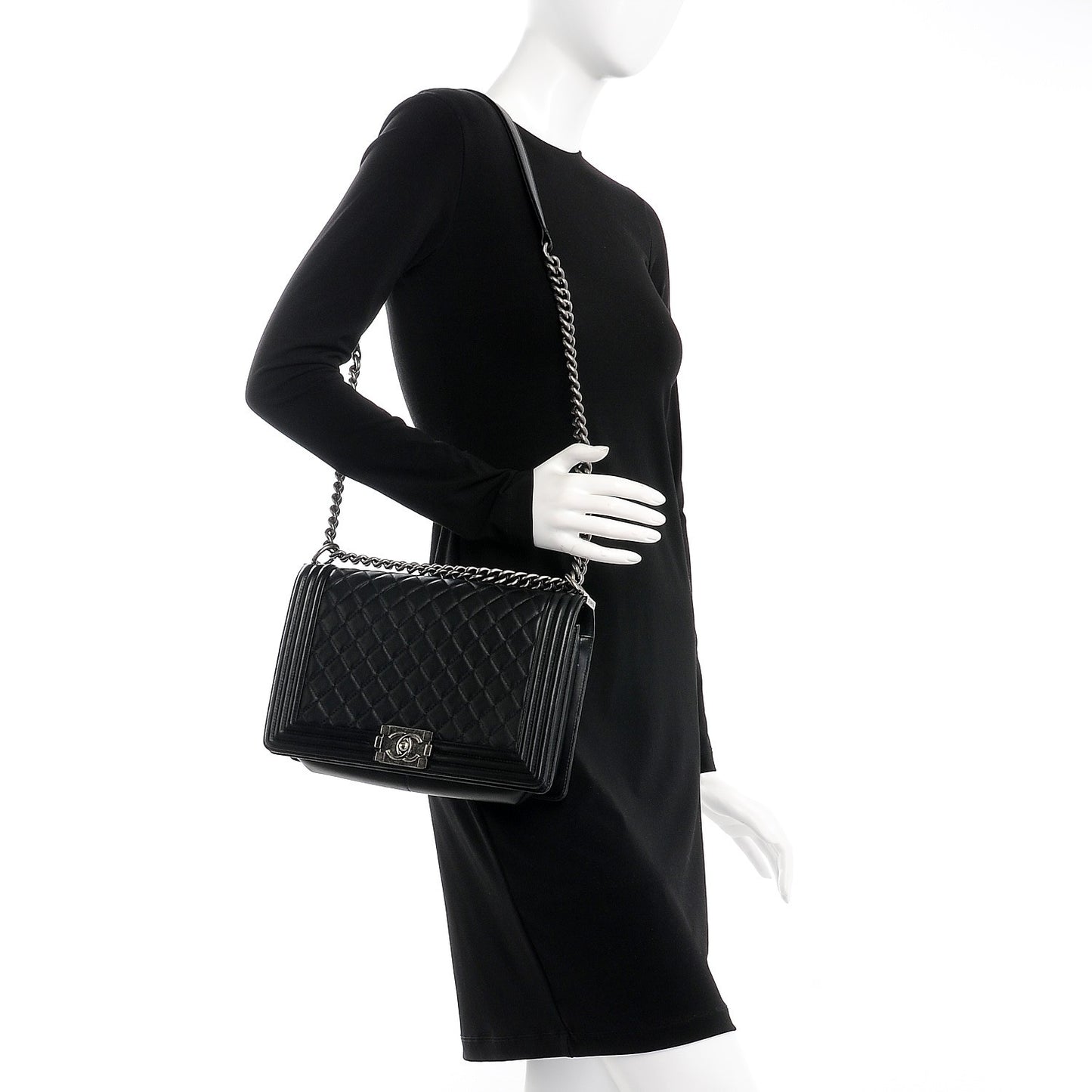 Lambskin Quilted New Medium Boy Flap Black