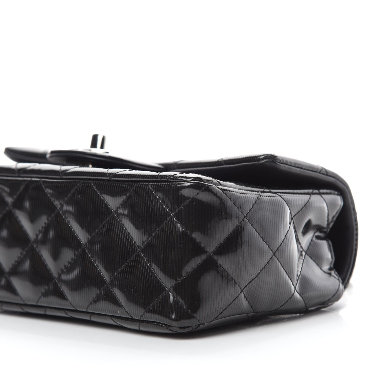Chanel Striated Patent Quilted Mini Rectangular Flap Black 7 of 11