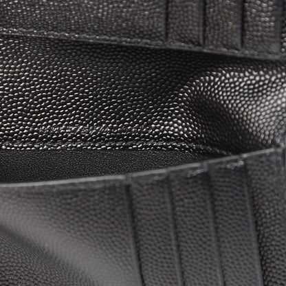 Saint Laurent Grain De Poudre Matelasse Chevron Monogram Zipped Two-Part Wallet Black 7 of 9