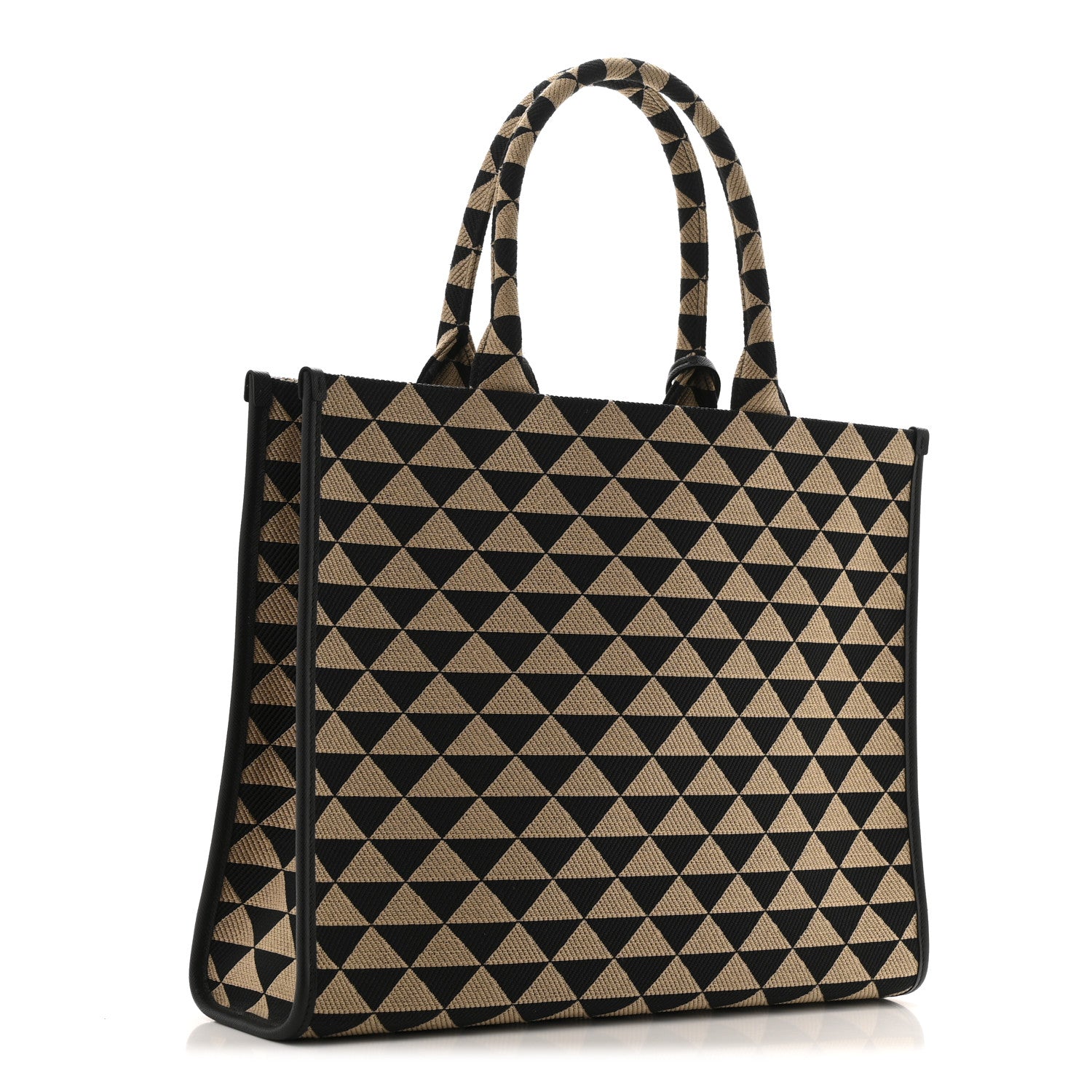 Prada Jacquard Saffiano Triangolo Symbole Embroidered Large Tote Black Corda 3 of 10
