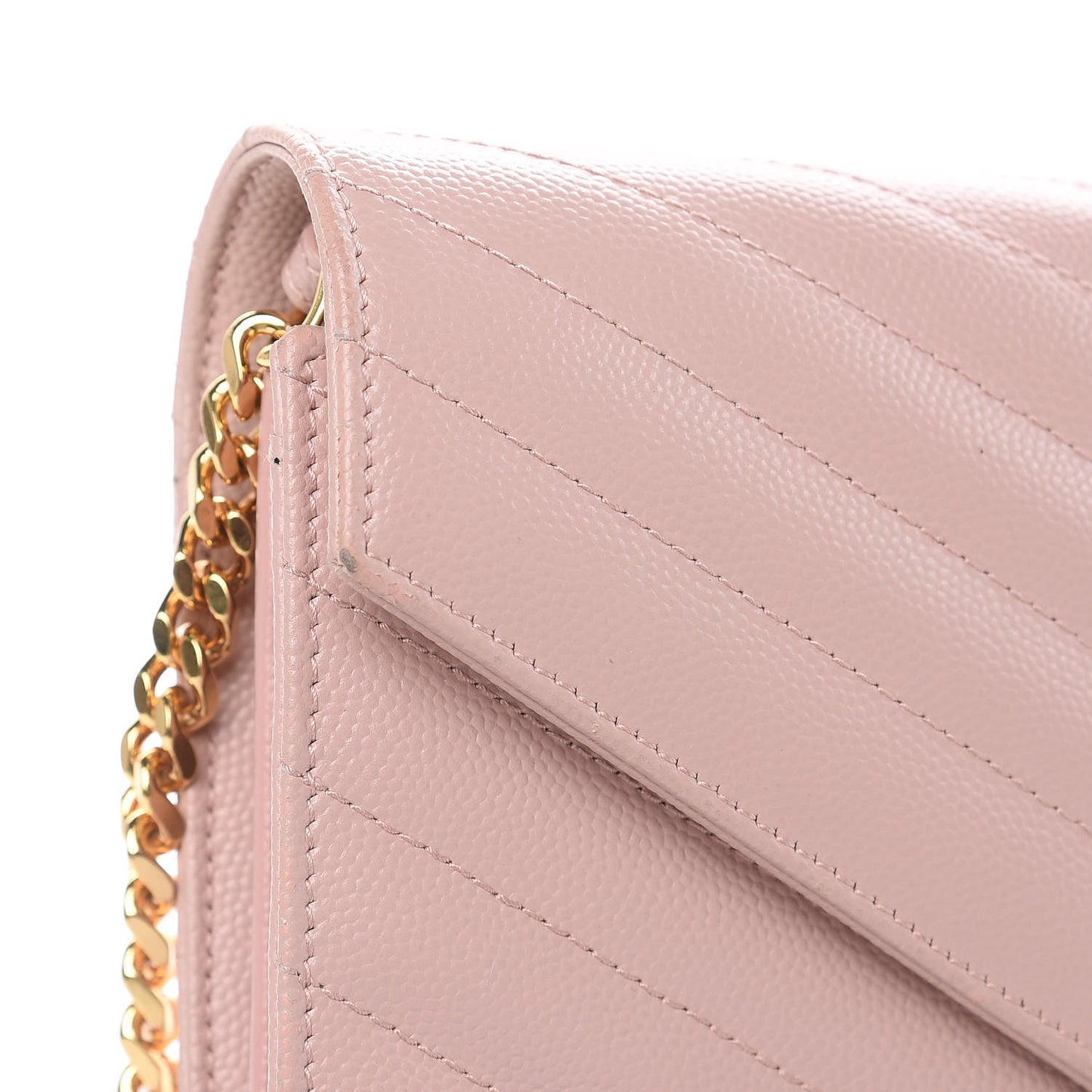 Grain De Poudre Matelasse Chevron Monogram Chain Wallet Pale Pink