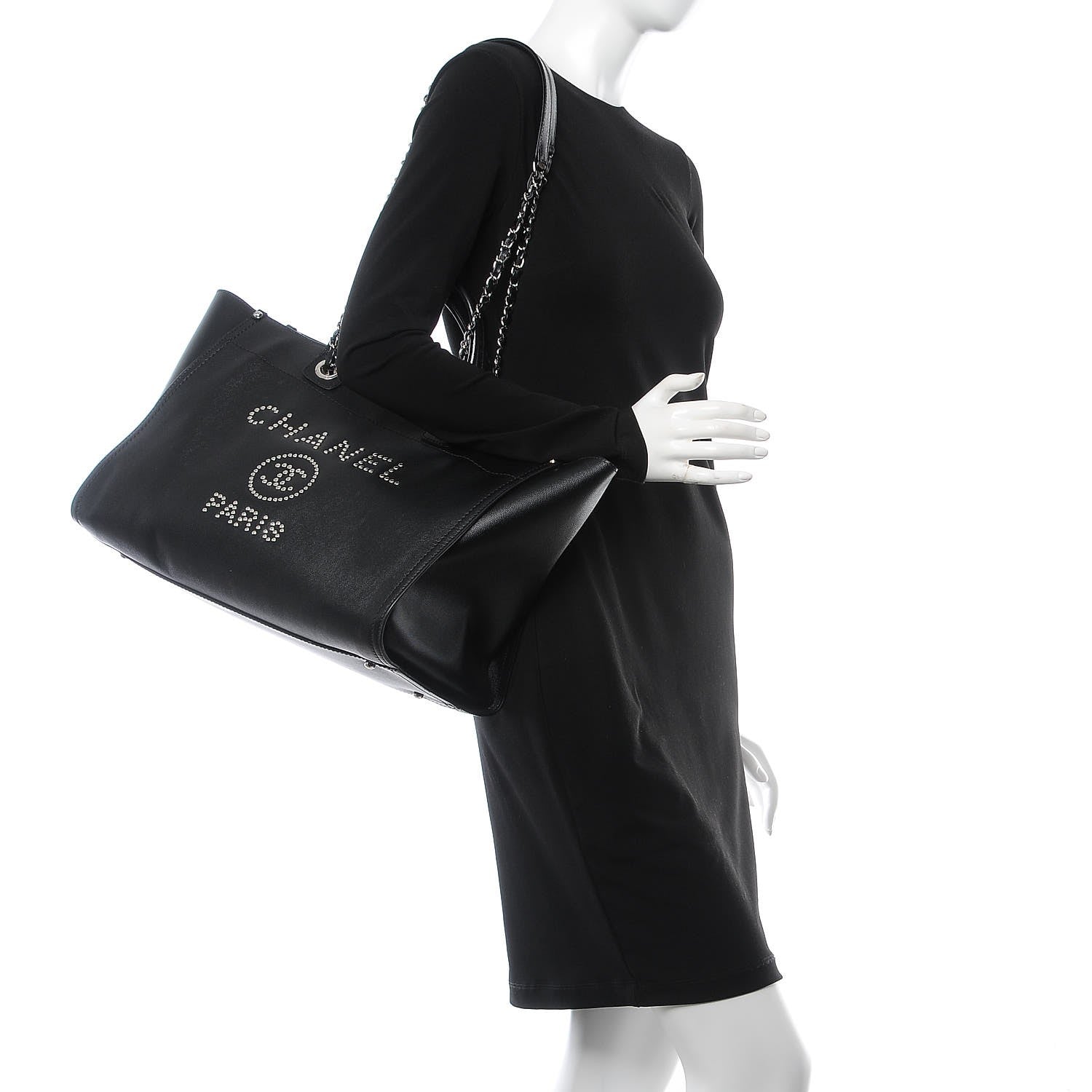 Chanel Caviar Medium Studded Deauville Tote Black 2 of 15